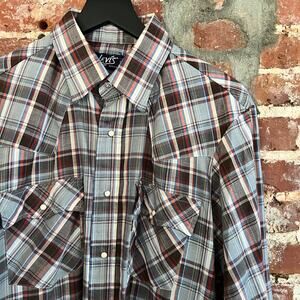 LOT:  Four (4) VTG 80s Levi's Plaid Pearl Snap Western Shirts Made USA L 22x31